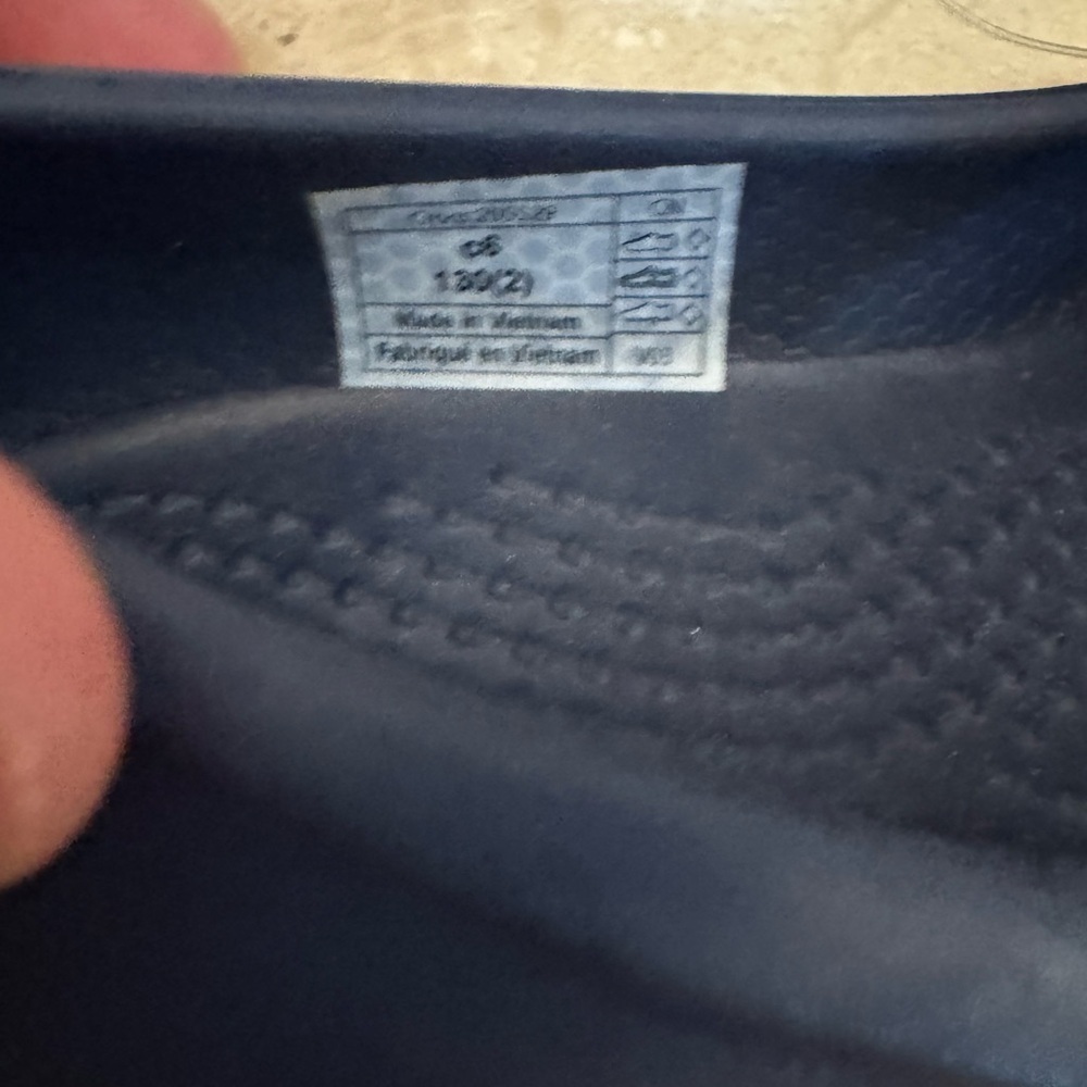 Crocs Kids' Navy Mary Jane Flats with Pink Bow girls baby size 6 - Picture 3 of 3